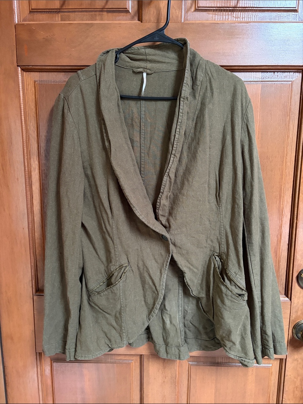 Free People olive draped open-front blazer